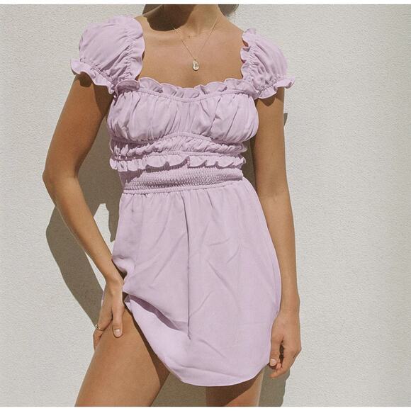 Sabo Yulia Dress Small Lilac Purple Ruffle Cottagecore Coquette Feminine NWT - Picture 1 of 16